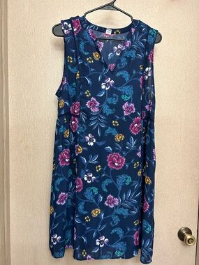 Old Navy Blue Floral Sleeveless Mini Dress - Size L